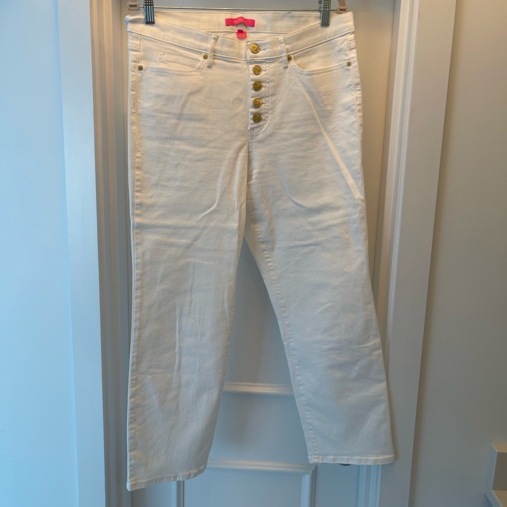 Lilly Pulitzer button south ocean high rise jeans.  Size 12